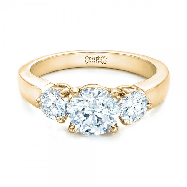14k Yellow Gold 14k Yellow Gold Three Stone Diamond Engagement Ring - Flat View -  100329