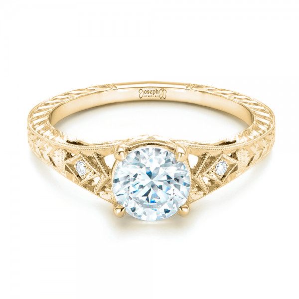 14k Yellow Gold 14k Yellow Gold Three-stone Diamond Engagement Ring - Flat View -  102674