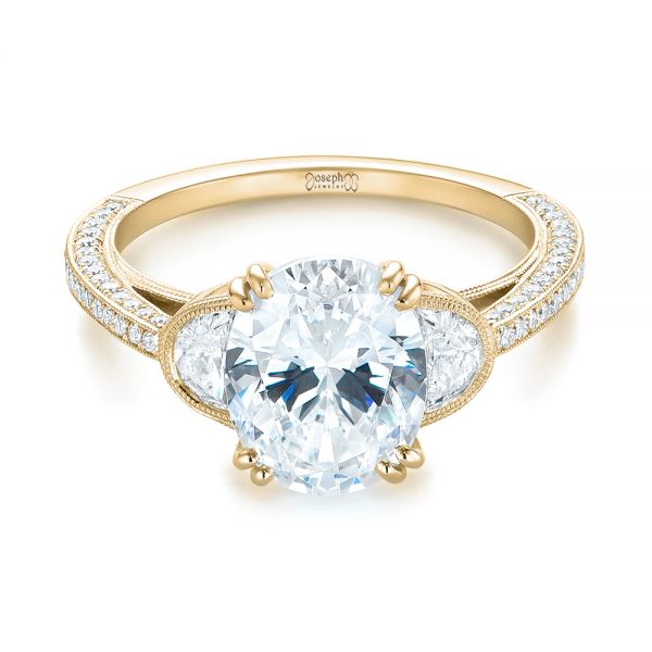 18k Yellow Gold 18k Yellow Gold Three-stone Diamond Engagement Ring - Flat View -  103774