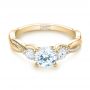 18k Yellow Gold 18k Yellow Gold Three Stone Diamond Engagement Ring - Flat View -  104011 - Thumbnail