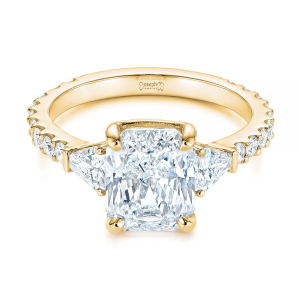 18k Yellow Gold 18k Yellow Gold Three Stone Diamond Engagement Ring - Flat View -  105853