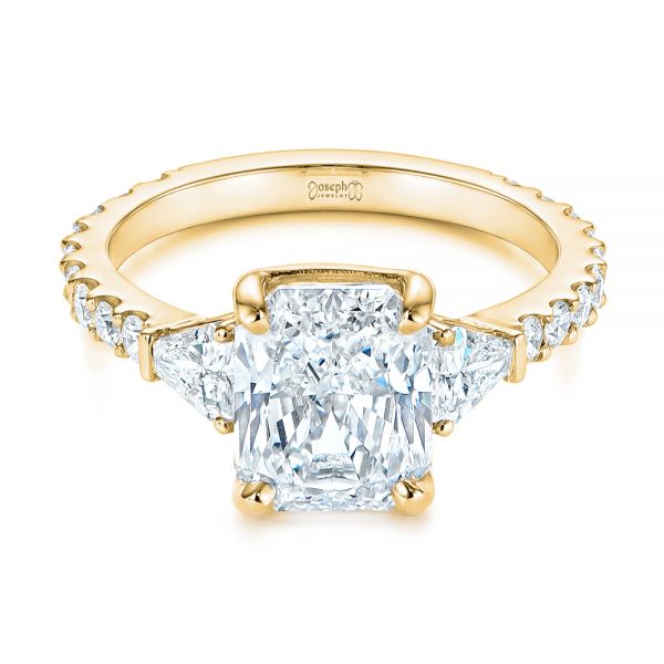 14k Yellow Gold 14k Yellow Gold Three Stone Diamond Engagement Ring - Flat View -  105853