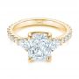 18k Yellow Gold 18k Yellow Gold Three Stone Diamond Engagement Ring - Flat View -  105853 - Thumbnail