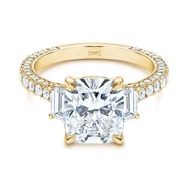 14k Yellow Gold 14k Yellow Gold Three Stone Diamond Engagement Ring - Flat View -  106617