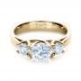 14k Yellow Gold 14k Yellow Gold Three Stone Diamond Engagement Ring - Flat View -  1286 - Thumbnail