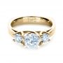18k Yellow Gold 18k Yellow Gold Three Stone Diamond Engagement Ring - Flat View -  1286 - Thumbnail