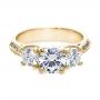 18k Yellow Gold 18k Yellow Gold Three Stone Diamond Engagement Ring - Three-Quarter View -  171 - Thumbnail