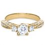 14k Yellow Gold 14k Yellow Gold Three Stone Diamond Engagement Ring - Flat View -  236 - Thumbnail