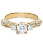 14k Yellow Gold 14k Yellow Gold Three Stone Diamond Engagement Ring - Flat View -  236 - Thumbnail