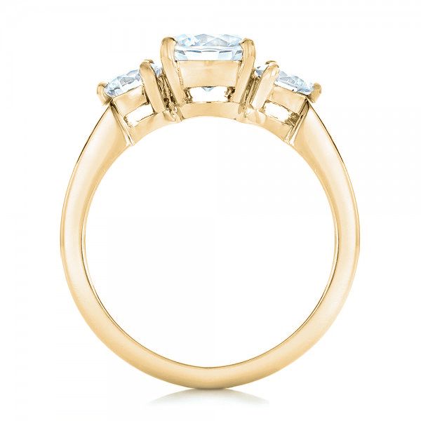 14k Yellow Gold 14k Yellow Gold Three Stone Diamond Engagement Ring - Front View -  100329