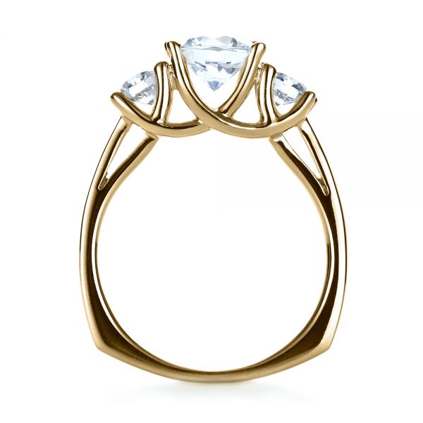 18k Yellow Gold 18k Yellow Gold Three Stone Diamond Engagement Ring - Front View - 1286