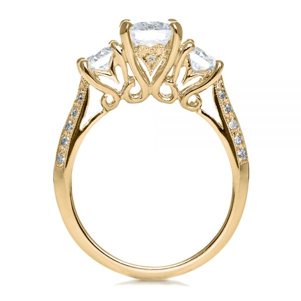 18k Yellow Gold 18k Yellow Gold Three Stone Diamond Engagement Ring - Front View -  171