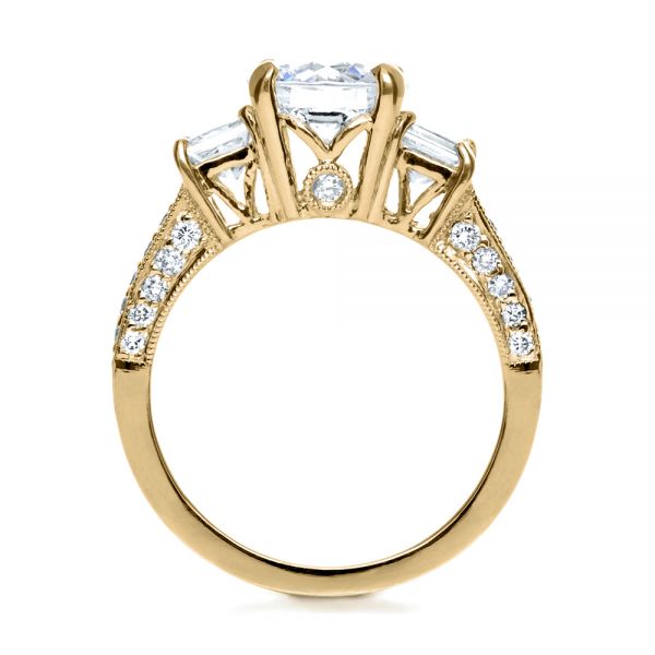 18k Yellow Gold 18k Yellow Gold Three Stone Diamond Engagement Ring - Front View -  208