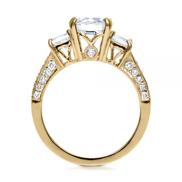 14k Yellow Gold 14k Yellow Gold Three Stone Diamond Engagement Ring - Front View - 208