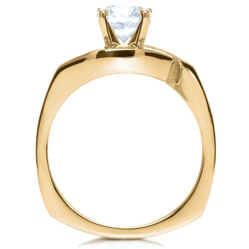 18k Yellow Gold 18k Yellow Gold Three Stone Diamond Engagement Ring - Front View -  214
