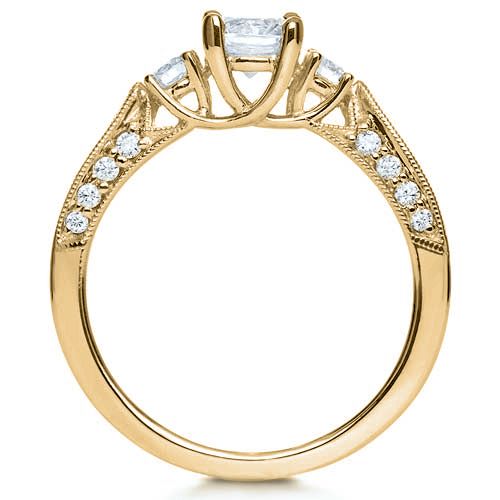 18k Yellow Gold 18k Yellow Gold Three Stone Diamond Engagement Ring - Front View -  236