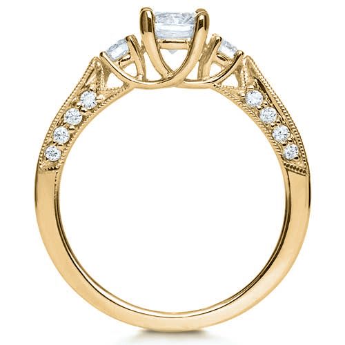 14k Yellow Gold 14k Yellow Gold Three Stone Diamond Engagement Ring - Front View - 236
