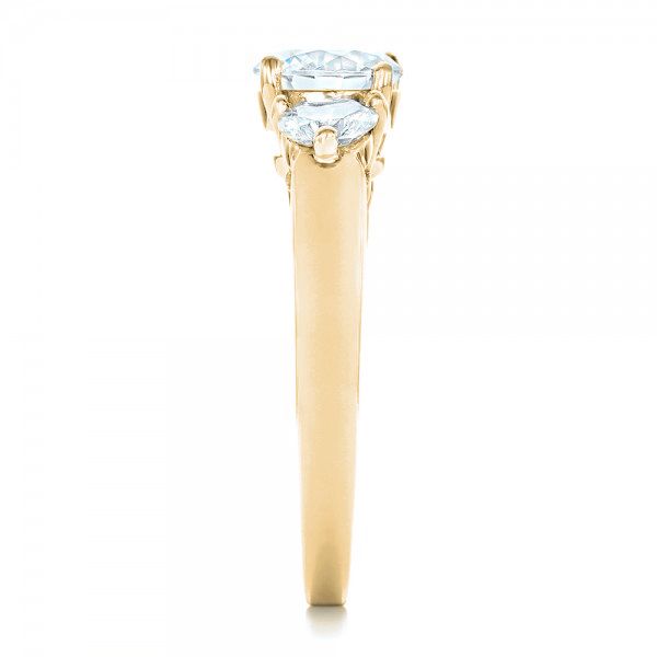 18k Yellow Gold 18k Yellow Gold Three Stone Diamond Engagement Ring - Side View -  100329
