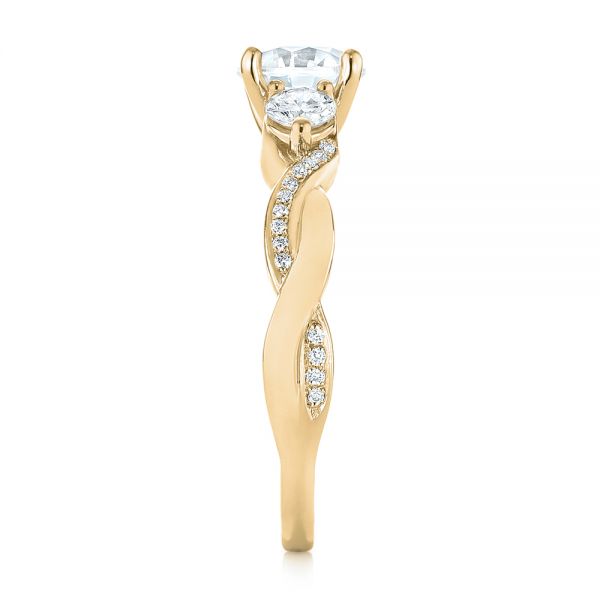 14k Yellow Gold 14k Yellow Gold Three Stone Diamond Engagement Ring - Side View -  104011