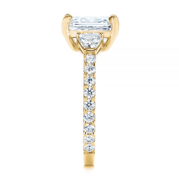 18k Yellow Gold 18k Yellow Gold Three Stone Diamond Engagement Ring - Side View -  105853