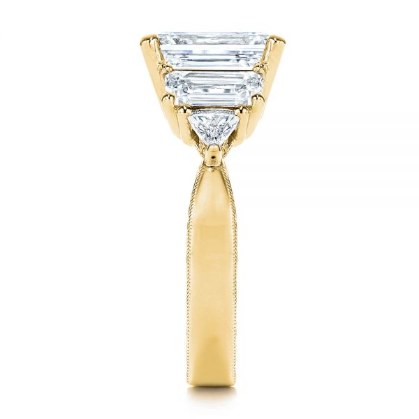 18k Yellow Gold 18k Yellow Gold Three Stone Diamond Engagement Ring - Side View -  106519