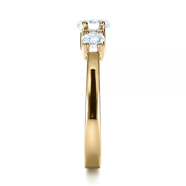 18k Yellow Gold 18k Yellow Gold Three Stone Diamond Engagement Ring - Side View - 1286