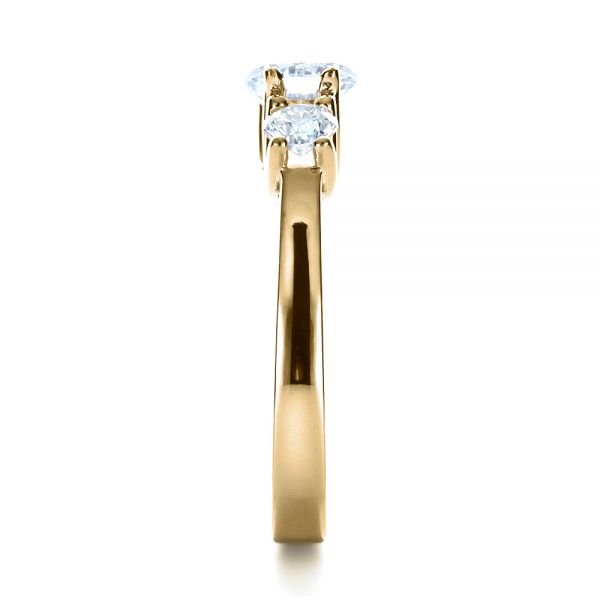 14k Yellow Gold 14k Yellow Gold Three Stone Diamond Engagement Ring - Side View -  1286