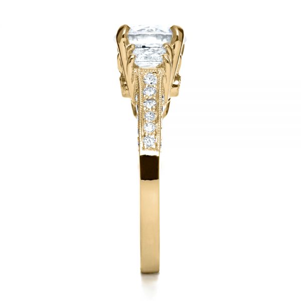 18k Yellow Gold 18k Yellow Gold Three Stone Diamond Engagement Ring - Side View -  208