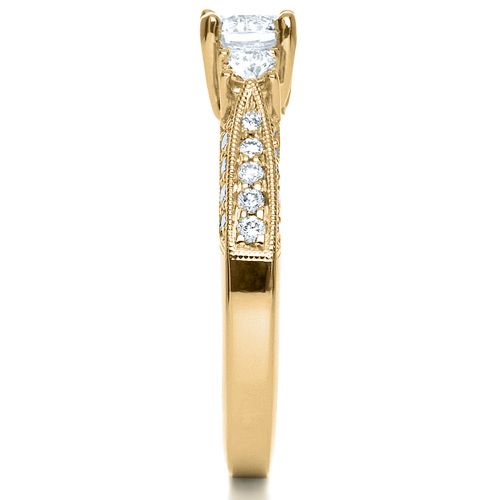 14k Yellow Gold 14k Yellow Gold Three Stone Diamond Engagement Ring - Side View -  236
