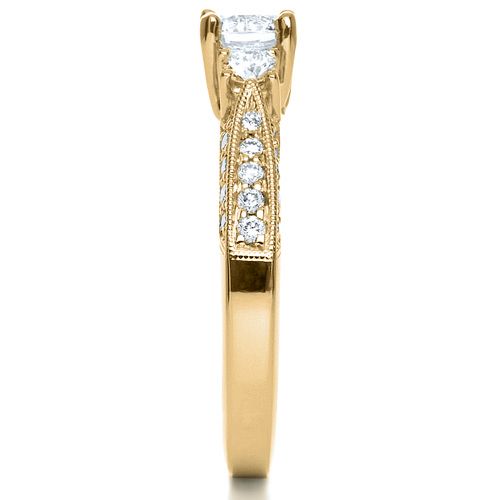 14k Yellow Gold 14k Yellow Gold Three Stone Diamond Engagement Ring - Side View - 236