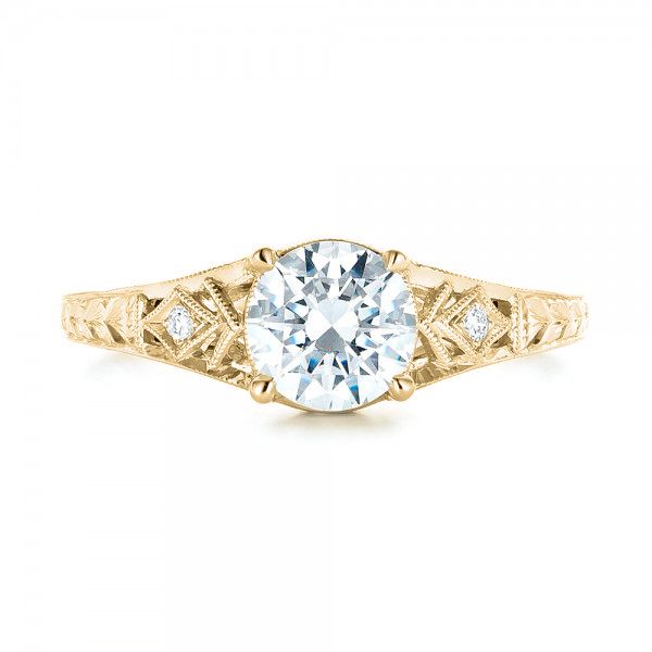 18k Yellow Gold 18k Yellow Gold Three-stone Diamond Engagement Ring - Top View - 102674