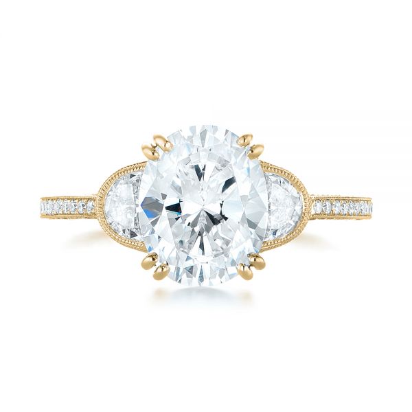 14k Yellow Gold 14k Yellow Gold Three-stone Diamond Engagement Ring - Top View -  103774