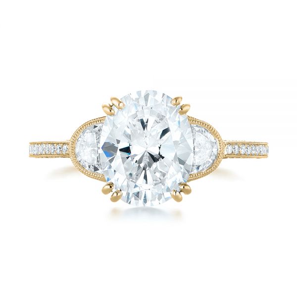 14k Yellow Gold 14k Yellow Gold Three-stone Diamond Engagement Ring - Top View - 103774