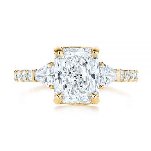 14k Yellow Gold 14k Yellow Gold Three Stone Diamond Engagement Ring - Top View -  105853