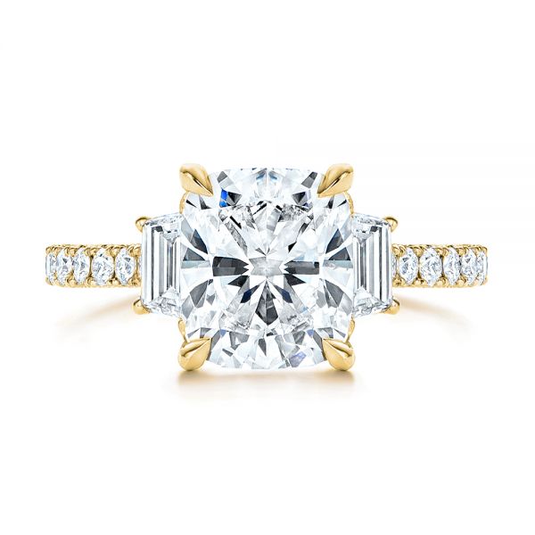 14k Yellow Gold 14k Yellow Gold Three Stone Diamond Engagement Ring - Top View -  106617