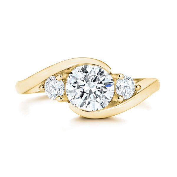 14k Yellow Gold 14k Yellow Gold Three Stone Diamond Engagement Ring - Top View - 106683
