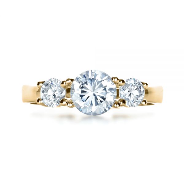 14k Yellow Gold 14k Yellow Gold Three Stone Diamond Engagement Ring - Top View -  1286