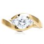18k Yellow Gold 18k Yellow Gold Three Stone Diamond Engagement Ring - Top View -  214 - Thumbnail