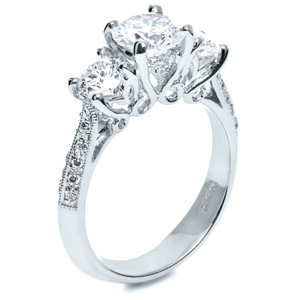 Three stone filigree engagement rings