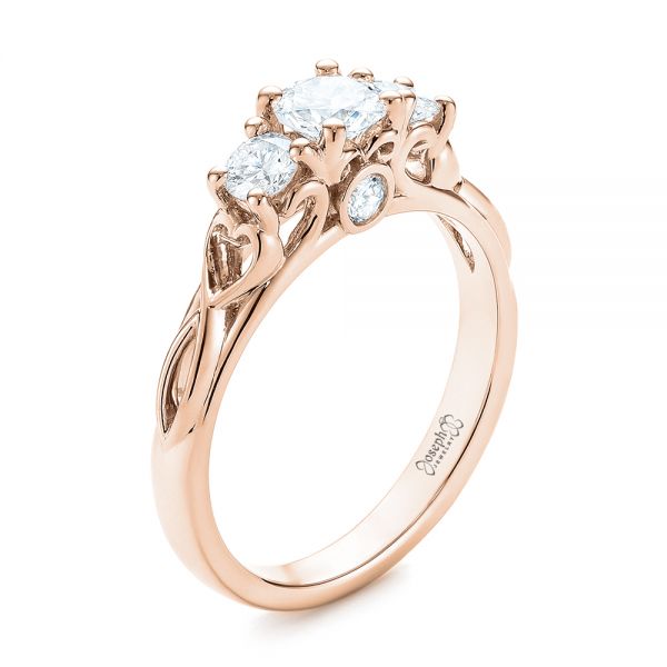 18k Rose Gold 18k Rose Gold Three-stone Diamond Infinity Engagement Ring - Three-Quarter View -  104658