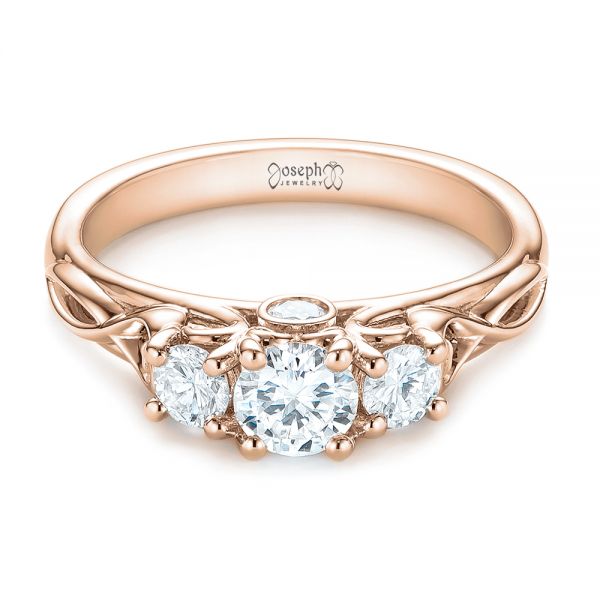 18k Rose Gold 18k Rose Gold Three-stone Diamond Infinity Engagement Ring - Flat View -  104658