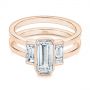14k Rose Gold 14k Rose Gold Three Stone Emerald Diamond Interlocking Engagement Ring - Flat View -  105864 - Thumbnail