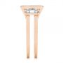 18k Rose Gold 18k Rose Gold Three Stone Emerald Diamond Interlocking Engagement Ring - Side View -  105864 - Thumbnail