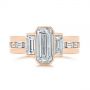 18k Rose Gold 18k Rose Gold Three Stone Emerald Diamond Interlocking Engagement Ring - Top View -  105864 - Thumbnail