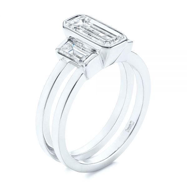 Three Stone Emerald Diamond Interlocking Engagement Ring - reference design