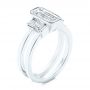 14k White Gold Three Stone Emerald Diamond Interlocking Engagement Ring - Three-Quarter View -  105864 - Thumbnail