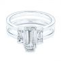  Platinum Platinum Three Stone Emerald Diamond Interlocking Engagement Ring - Flat View -  105864 - Thumbnail