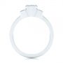 14k White Gold Three Stone Emerald Diamond Interlocking Engagement Ring - Front View -  105864 - Thumbnail