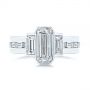14k White Gold Three Stone Emerald Diamond Interlocking Engagement Ring - Top View -  105864 - Thumbnail