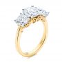 14k Yellow Gold And Platinum Three Stone Filigree Diamond Engagement Ring - Three-Quarter View -  106148 - Thumbnail